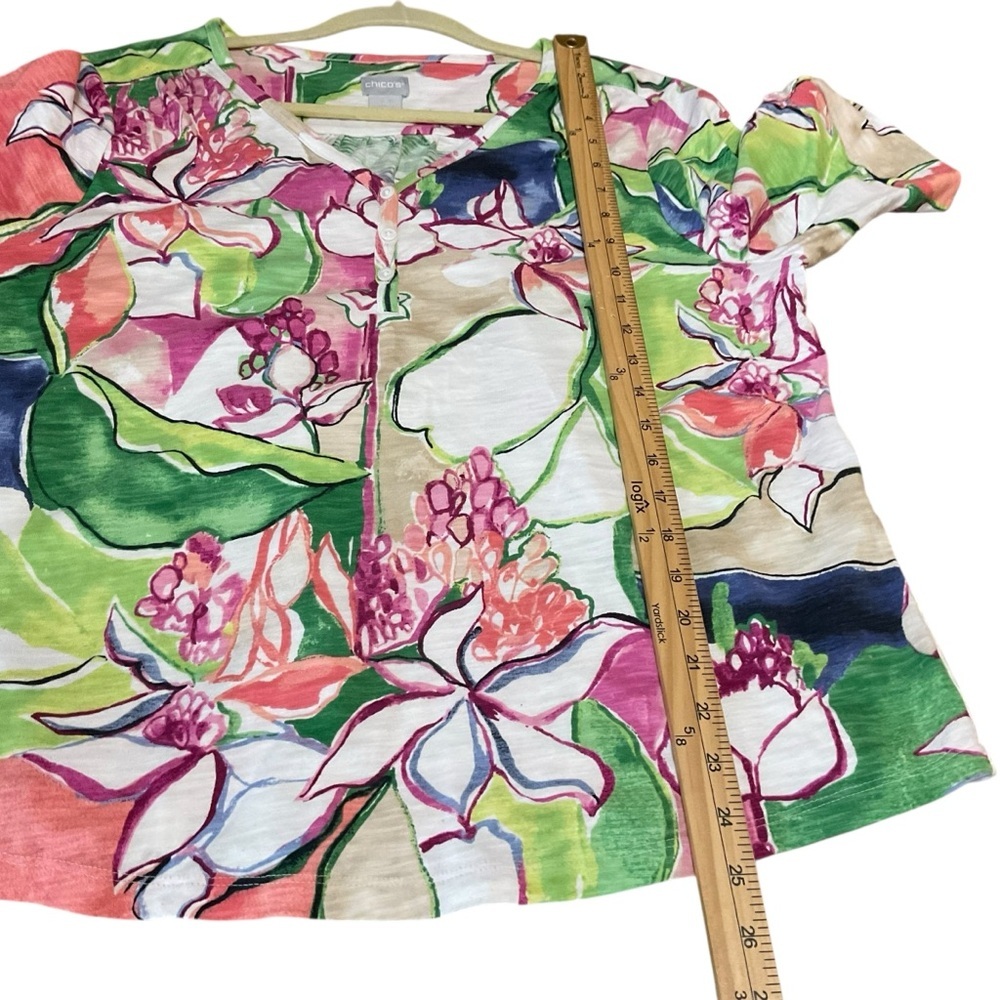 Chico’s Floral Print Button Front Top Size 3 (XL) – Cotton Modal Lightweight - Picture 8 of 9